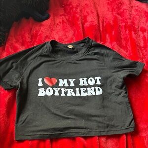 Black Graphic Crop Top